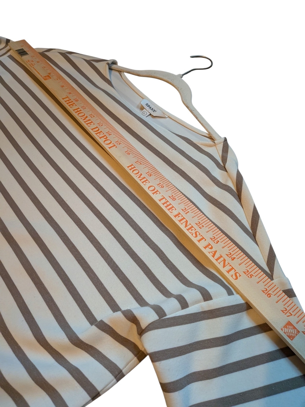 SPANX Beige and Cream Striped Long-Sleeve Boatneck Top - Picture 5 of 9